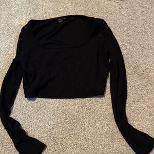 SHEIN Black Scoop Neck Crop Top